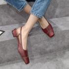 Square-toe Block-heel Slingback Sandals