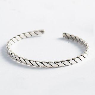 925 Sterling Silver Open Bangle Platinum - One Size