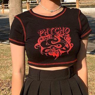 Short Sleeve Lettering And Graphic Cropped T-shirt