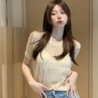Round-neck Cut-out Knit Top