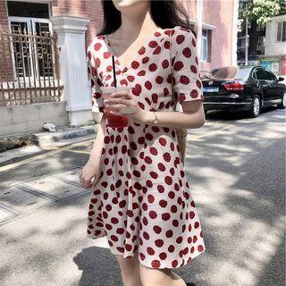 Short-sleeve Strawberry A-line Dress