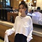 Plain Long-sleeve Pocketed T-shirt