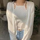Square-neck Cherry-pattern Sleeveless Top