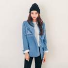 Fray-trim Dual-pocket Denim Shirt