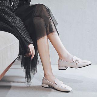 Square Toe Block Heel Loafers