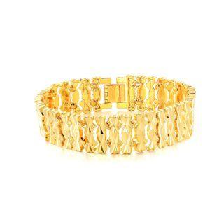Fashion Domineering Plated Gold Wide Geometric Bracelet Golden - One Size
