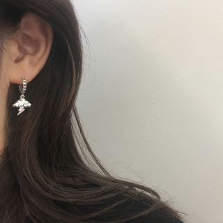 Non-matching Alloy Heart & Lightning Cloud Dangle Earring 1 Pair - 925 Silver - Non-matching - Heart - As Shown In Figure - One Size