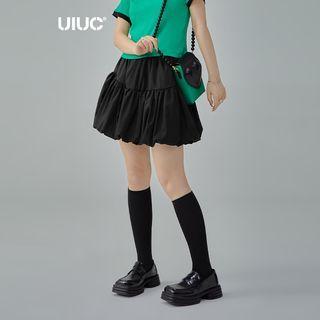 High-waist Mini Bubble Skirt Black - One Size