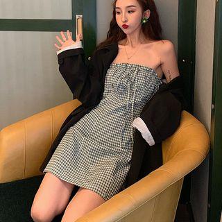Checked Halter-neck Mini A-line Dress