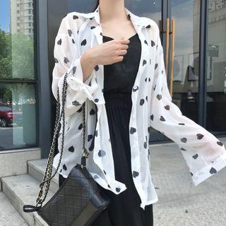 Heart Print Shirt As Shown In Figure - One Size