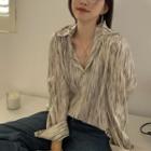 Long-sleeve Striped V-neck Shirt