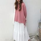 Plain Long-sleeve Pullover / Plain Midi Skirt