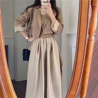 Lapel Long-sleeve Blazer / Spaghetti-strap Dress ( Various Design )
