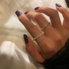 Set Of 2: Ring Set Of 2 - Silver & White - One Size