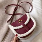 Faux Shearling Faux Leather Crossbody Bag