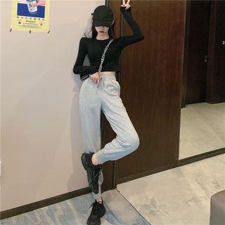 Set : Long-sleeved Top + Gray Pants