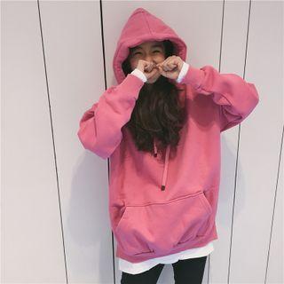 Mock Two-piece Slit Hoodie