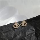 Rhinestone Fan Earring 1 Pair - S925 Silver - Gold - One Size