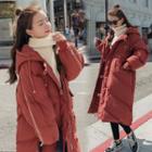 Hooded Buttoned Padded Long Coat
