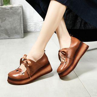 Bow Detail Platform Mary Jane Shoes