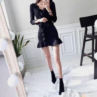 Frill-trim Mini Knit Dress