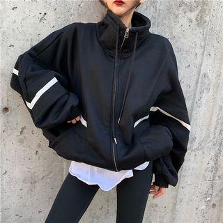 Stand Collar Contrast-trim Zip Jacket / Contrast-trim Leggings