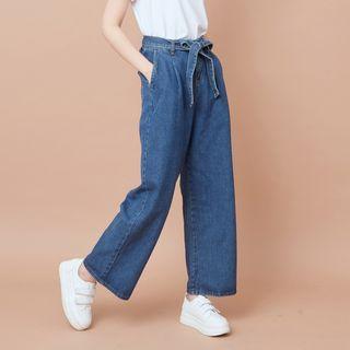 Sashed Wide-leg Jeans