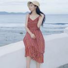 Patterned Spaghetti Strap Chiffon Dress