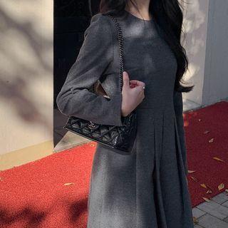[cle.] Wool Blend A-line Pleat Dress