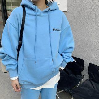 Long-sleeve Embroidered Hoodie / Plain Jogger Sweatpants
