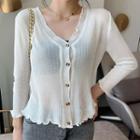 Plain Ruffle Trim Light Cardigan