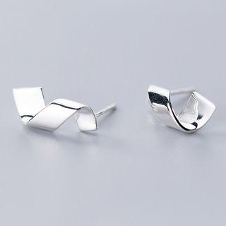 925 Sterling Silver Twisted Earring S925 Silver Stud - 1 Pair - Silver - One Size