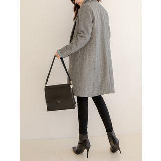 Plus Size Slim-fit Herringbone Coat