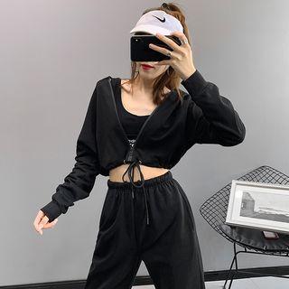 Tie-hem Cropped Light Hoodie