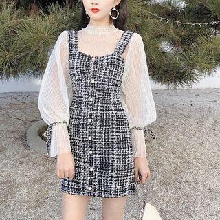 Tweed Beaded Slim-fit Jumper Dress