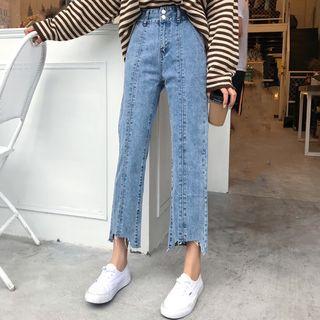 Crop Straight-cut Jeans / Under Shorts