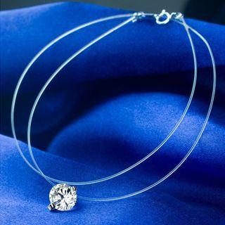 Rhinestone Pendant Fishing Line Necklace