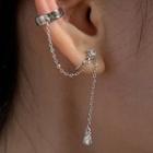 Rhinestone Chained Earring 1 Pc - Rhinestone Chained Earring - Silver - One Size