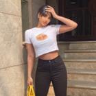 Bread-printed Cropped T-shirt