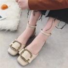 Ankle Strap Buckled Square Toe Sandals