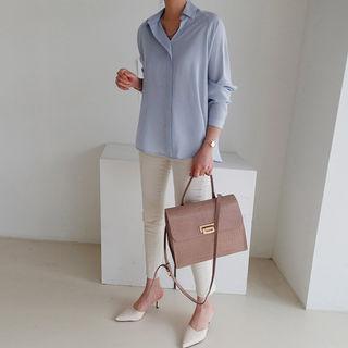 Half-placket Sleek Pastel Shirt