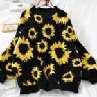 Floral Sweatshirt Sunflower - Black - One Size