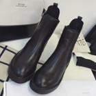 Genuine-leather Paneled Short Boots