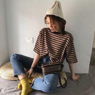 Striped Short-sleeve Loose-fit T-shirt