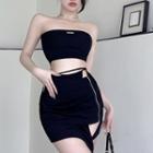 Tube Top / Tie-leg Mini Skirt
