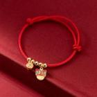 Sterling Silver Lion Dance Bracelet 1 Pc - S925 Silver - Red - One Size