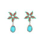 Fashion Star Fish Non Piercing Earrings With Red Austrian Element Crystal
