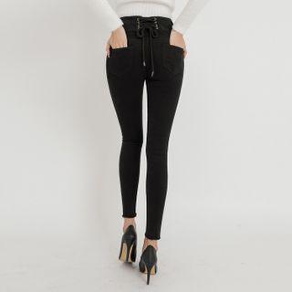 [the Denim] Lace-up Back Skinny Pants