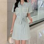 Short-sleeve Twin Pocket A-line Dress