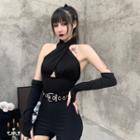 Set: Halter-neck Top + Arm Sleeves